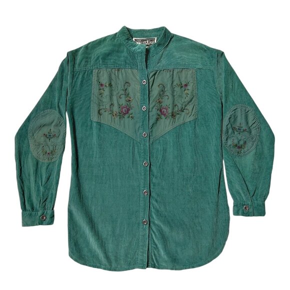 70s Vintage Radley of London Corduroy Blouse Cross Stitch Embroidery Cottage. - Picture 1 of 12